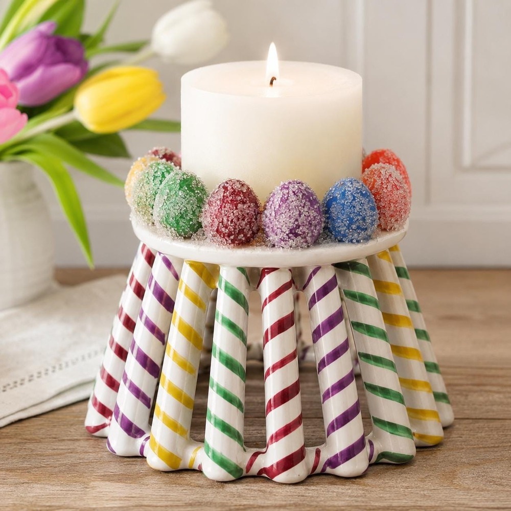 Blue Sky Clayworks Gumdrop Candle Holder Whimsical Candy Pedestal Birthday